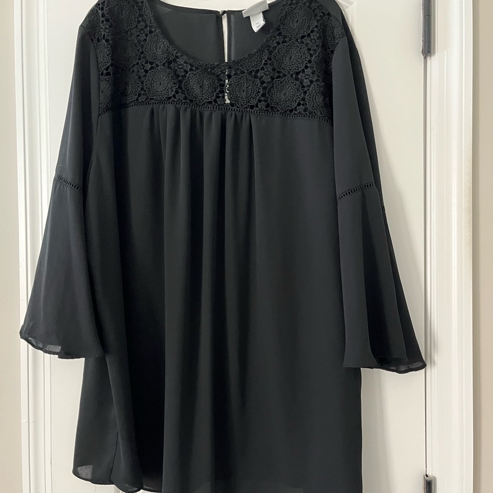 Ava and Viv black peasant style blouse size 3x